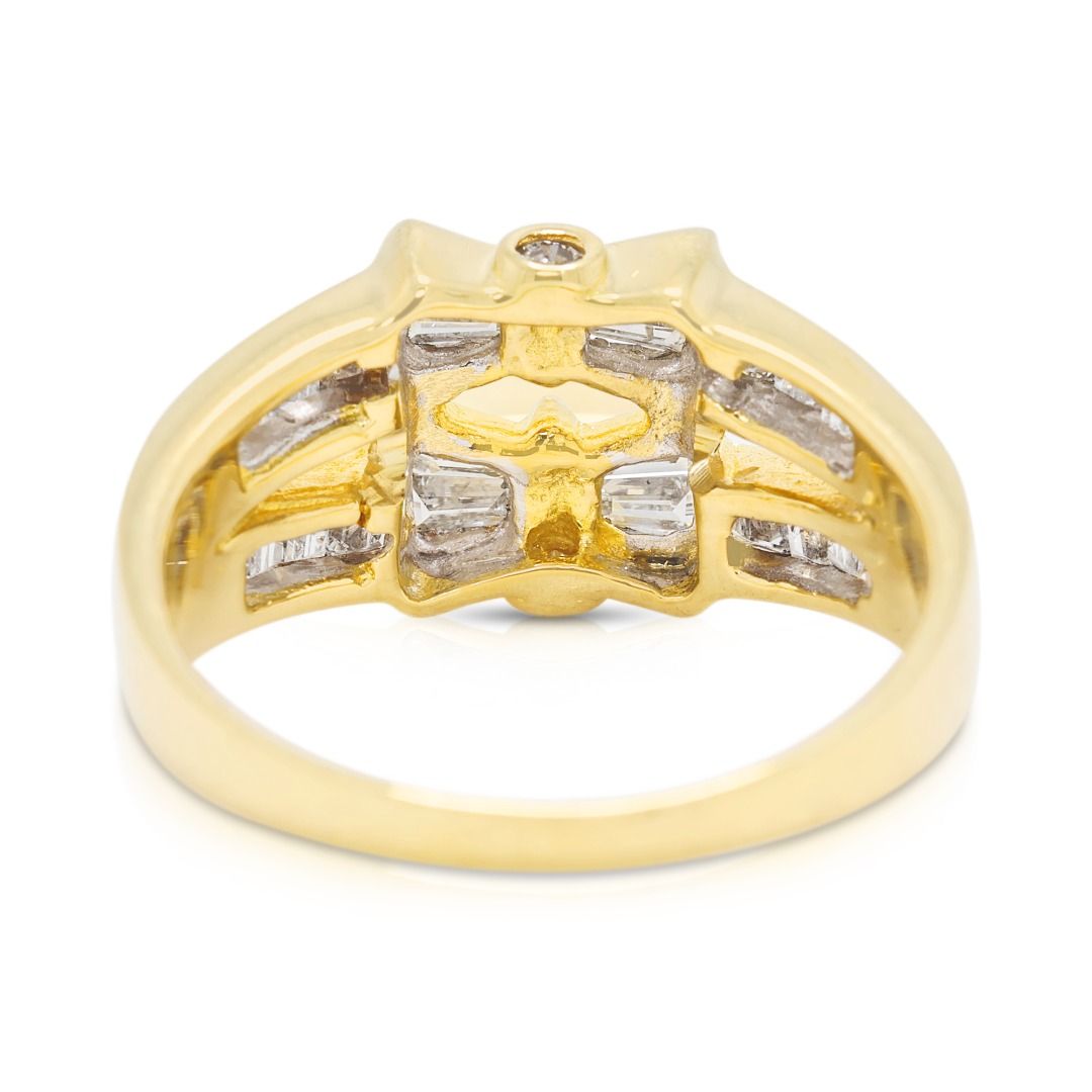 Luxurious 0.64ct Natural Diamond Bow Motif Ring in 18K Yellow Gold
