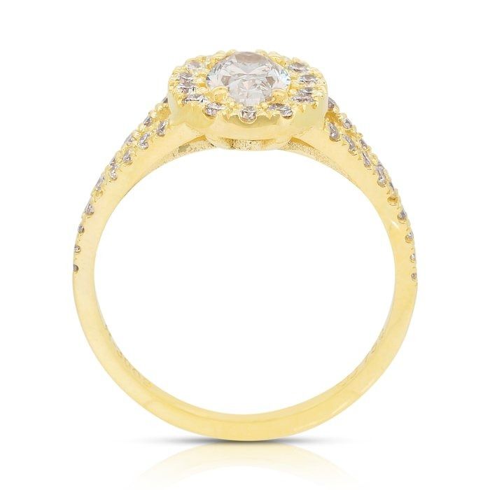 Luxurious 1.10ct Diamonds Halo Ring in 18k Yellow Gold - IGI Certified