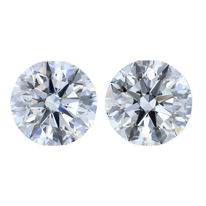 Luxurious 1.22ct Natural Pair of Round-Shaped Diamonds - IGI Certified