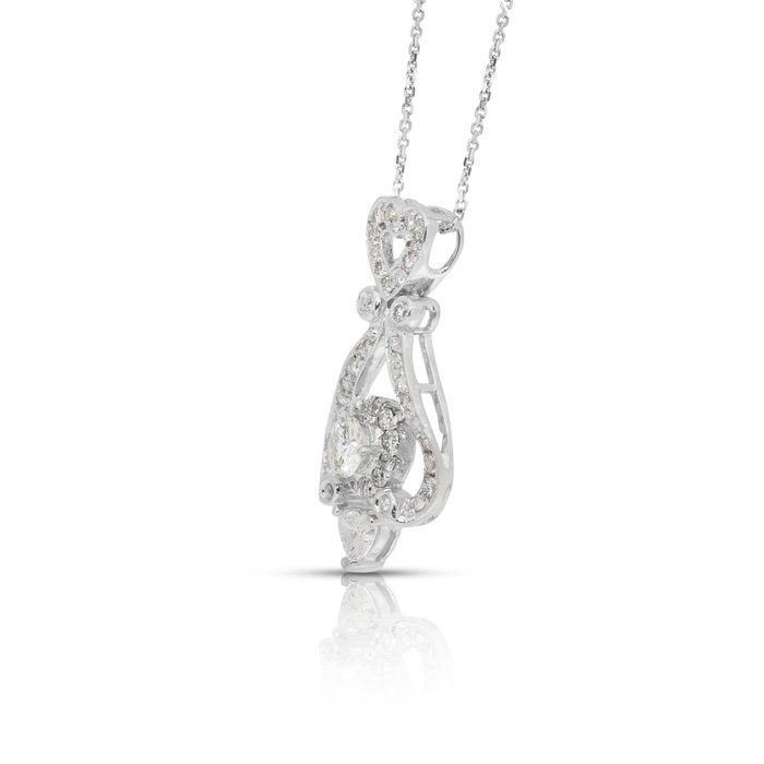 Luxurious 1.23ct Diamonds Necklace with Pendant in 18k White Gold - IGI Certified