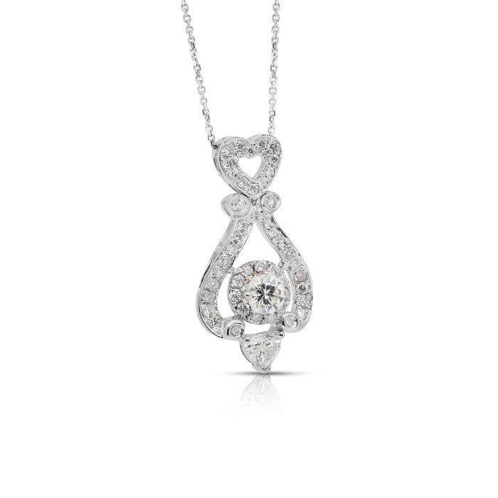 Luxurious 1.23ct Diamonds Necklace with Pendant in 18k White Gold - IGI Certified