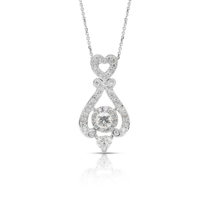 Luxurious 1.23ct Diamonds Necklace with Pendant in 18k White Gold - IGI Certified