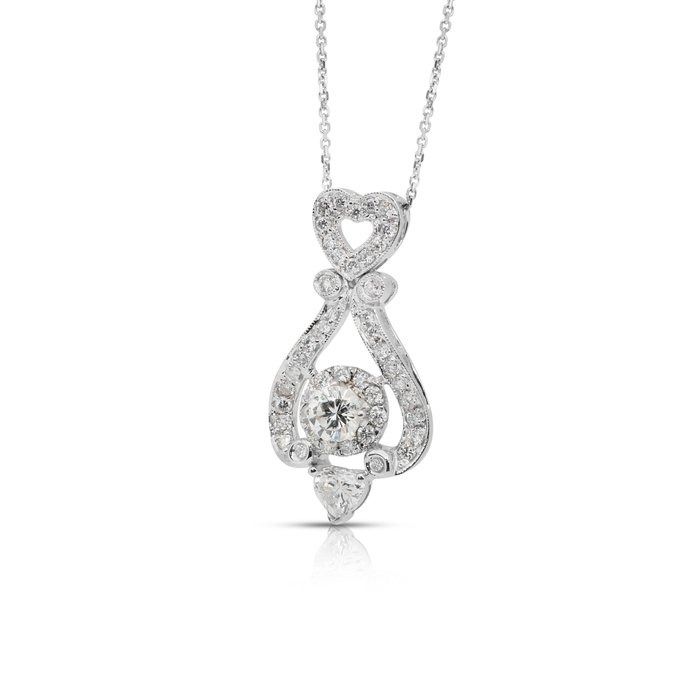 Luxurious 1.23ct Diamonds Necklace with Pendant in 18k White Gold - IGI Certified