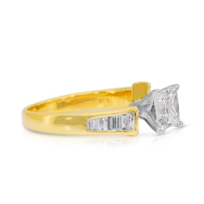 Luxurious 1.41ct Diamonds Ring in 18k Yellow & White Gold - IGI Certified
