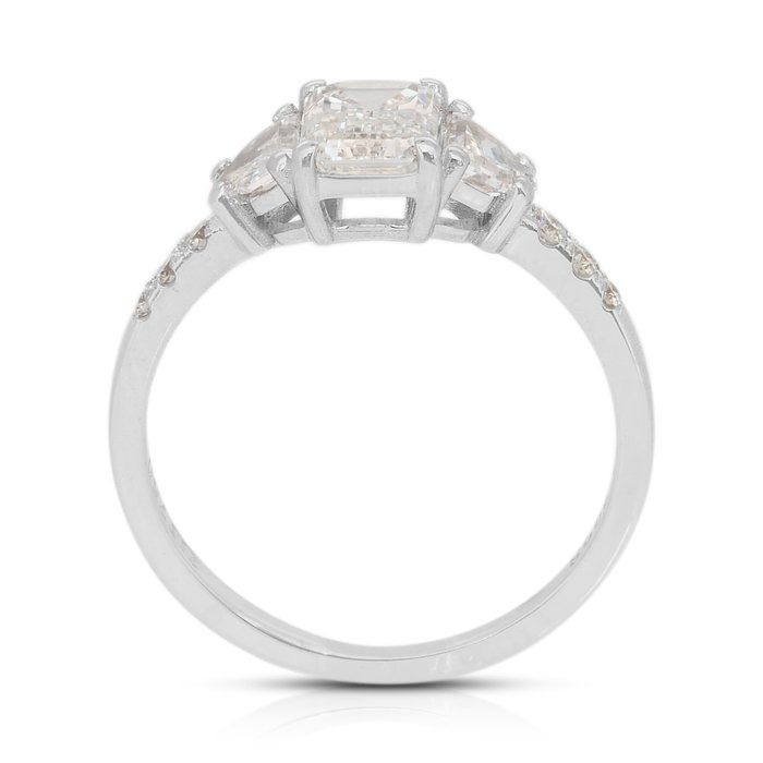 Luxurious 1.54ct Diamonds 3-Stone Ring in 18k White Gold - IGI Certified