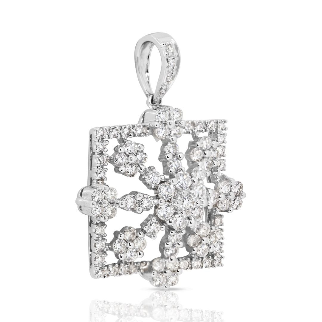 Luxurious 1.66ct Natural Diamond Pendant in 18K White Gold