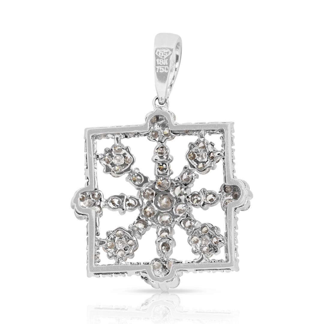 Luxurious 1.66ct Natural Diamond Pendant in 18K White Gold