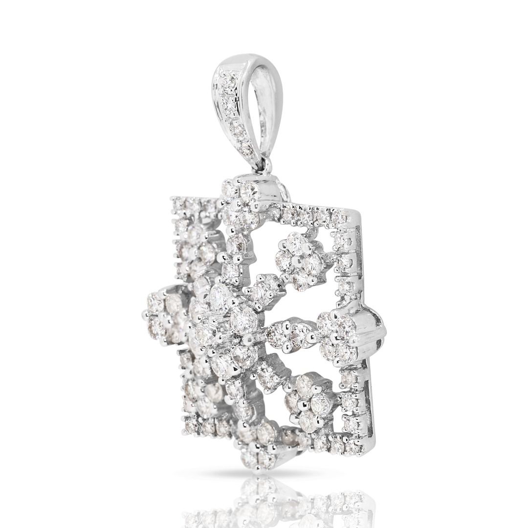 Luxurious 1.66ct Natural Diamond Pendant in 18K White Gold