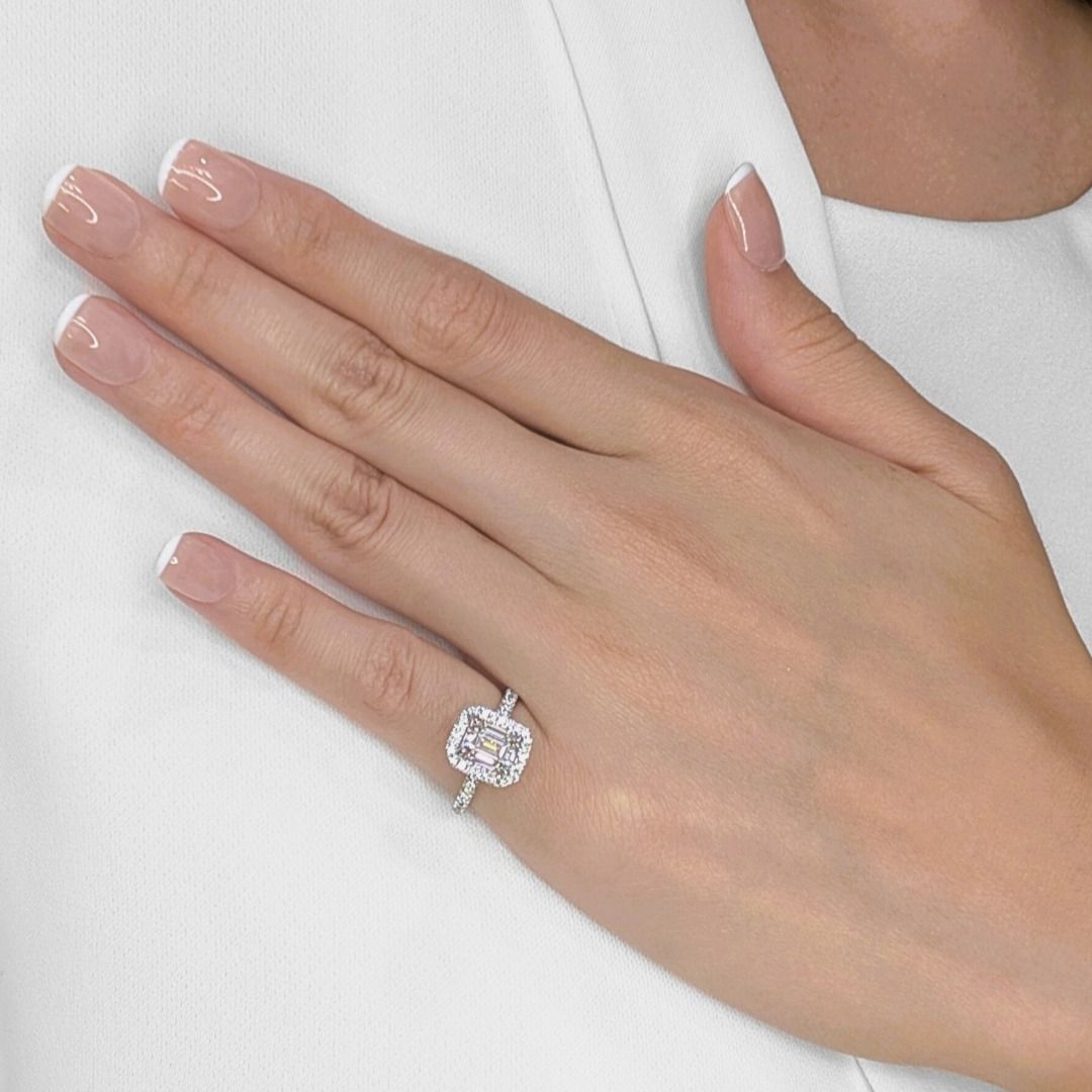 Luxurious 1.86ct Natural Diamond Halo Pave Ring in 18K White Gold by MOUAWAD - GIA Certified