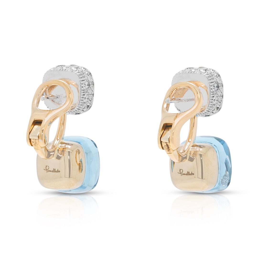 Luxurious 18ct Topaz & 1.52ct Diamond Pomellato Nudo Earrings in 18K Two-Tone Gold (New)