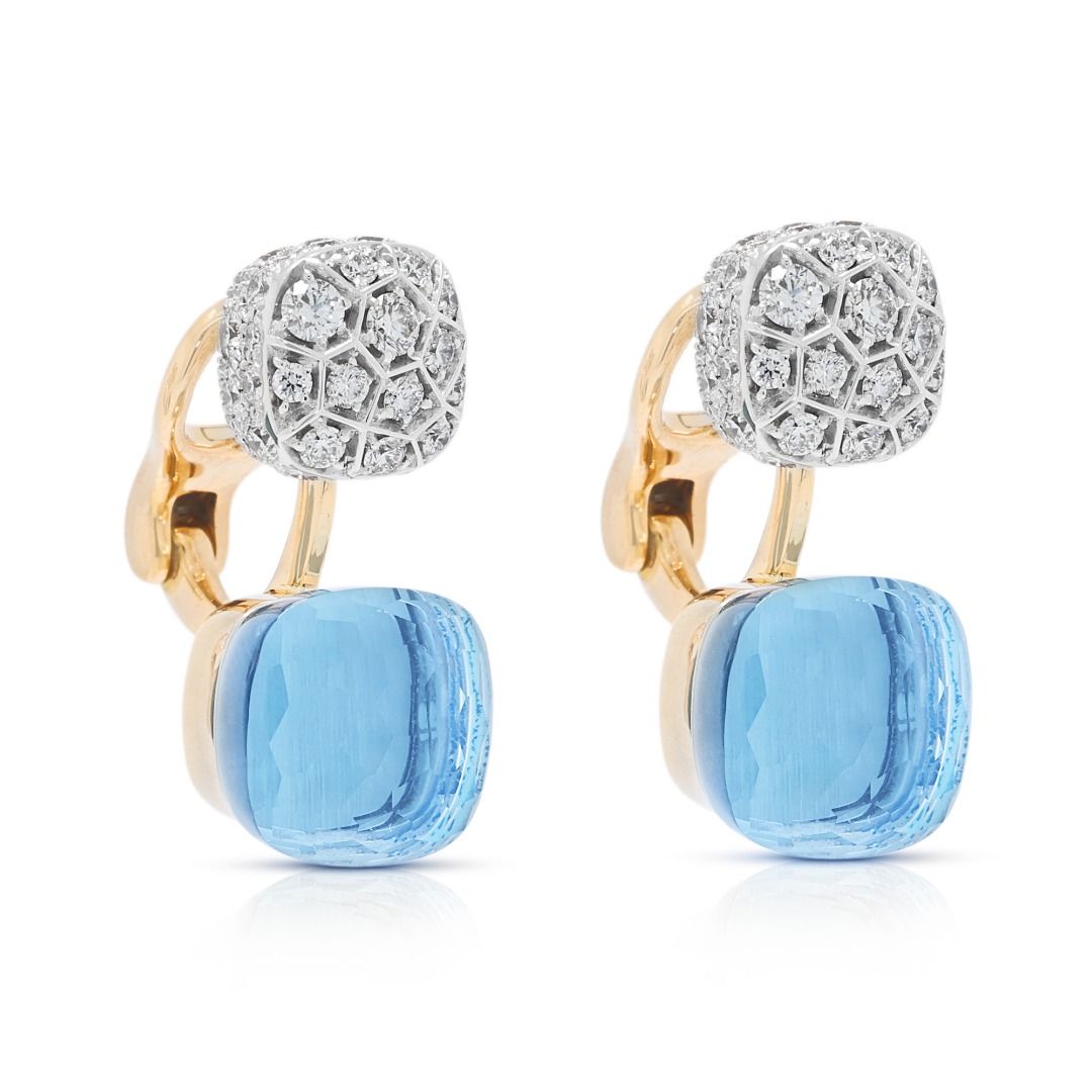 Luxurious 18ct Topaz & 1.52ct Diamond Pomellato Nudo Earrings in 18K Two-Tone Gold (New)