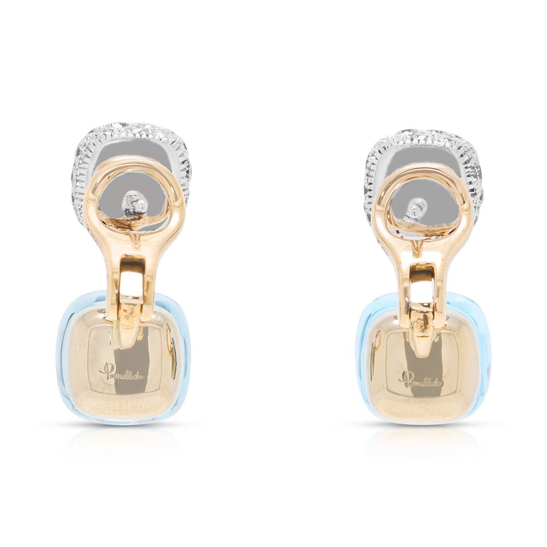 Luxurious 18ct Topaz & 1.52ct Diamond Pomellato Nudo Earrings in 18K Two-Tone Gold (New)