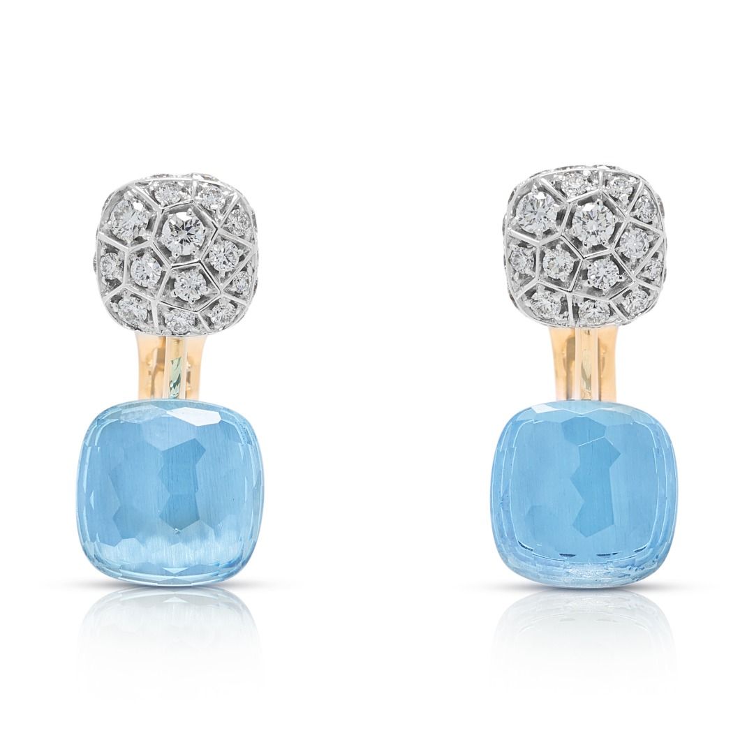 Luxurious 18ct Topaz & 1.52ct Diamond Pomellato Nudo Earrings in 18K Two-Tone Gold (New)