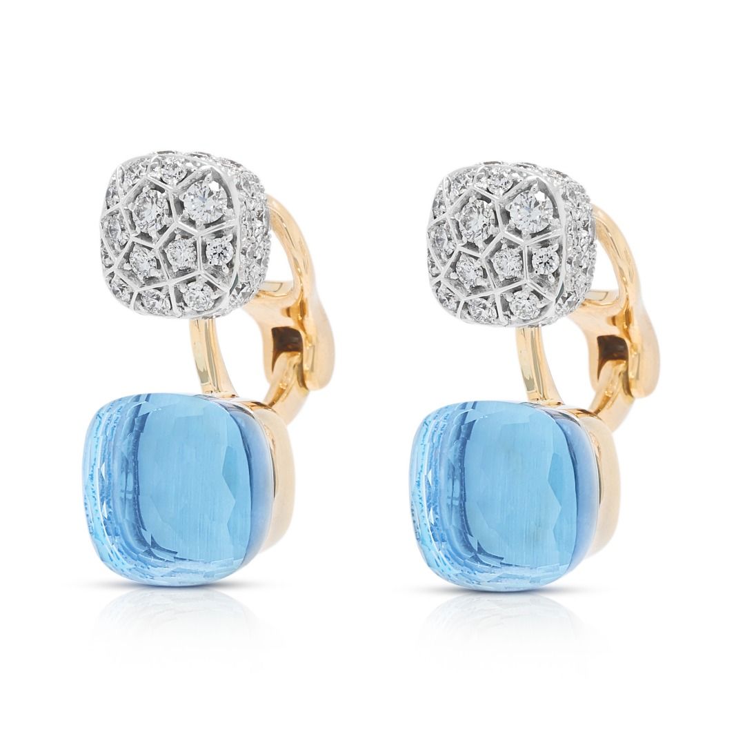 Luxurious 18ct Topaz & 1.52ct Diamond Pomellato Nudo Earrings in 18K Two-Tone Gold (New)