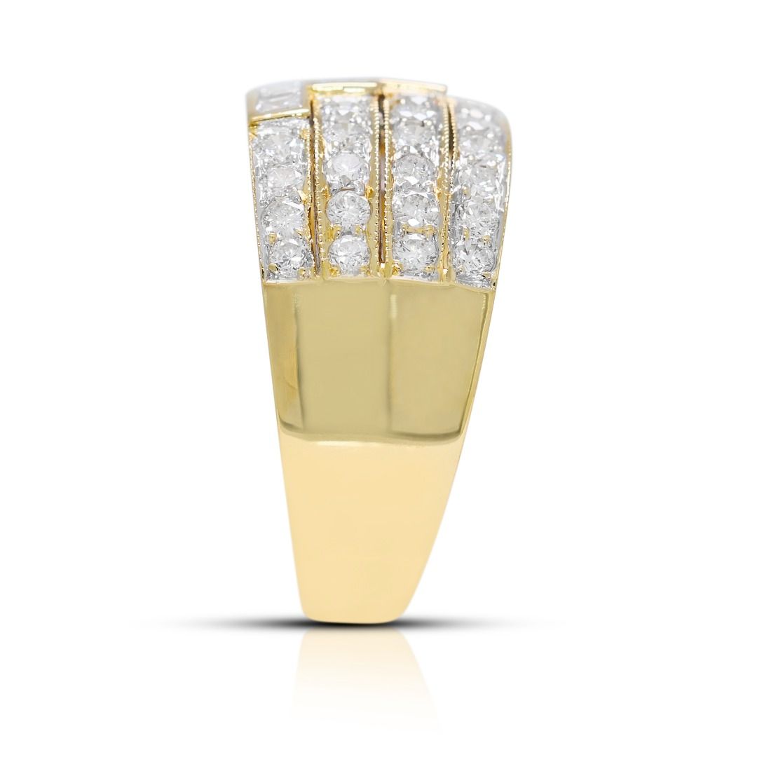Luxurious 1.98ct Natural Diamond Multi-Row Ring by Larry Jewellery in 18K Yellow Gold