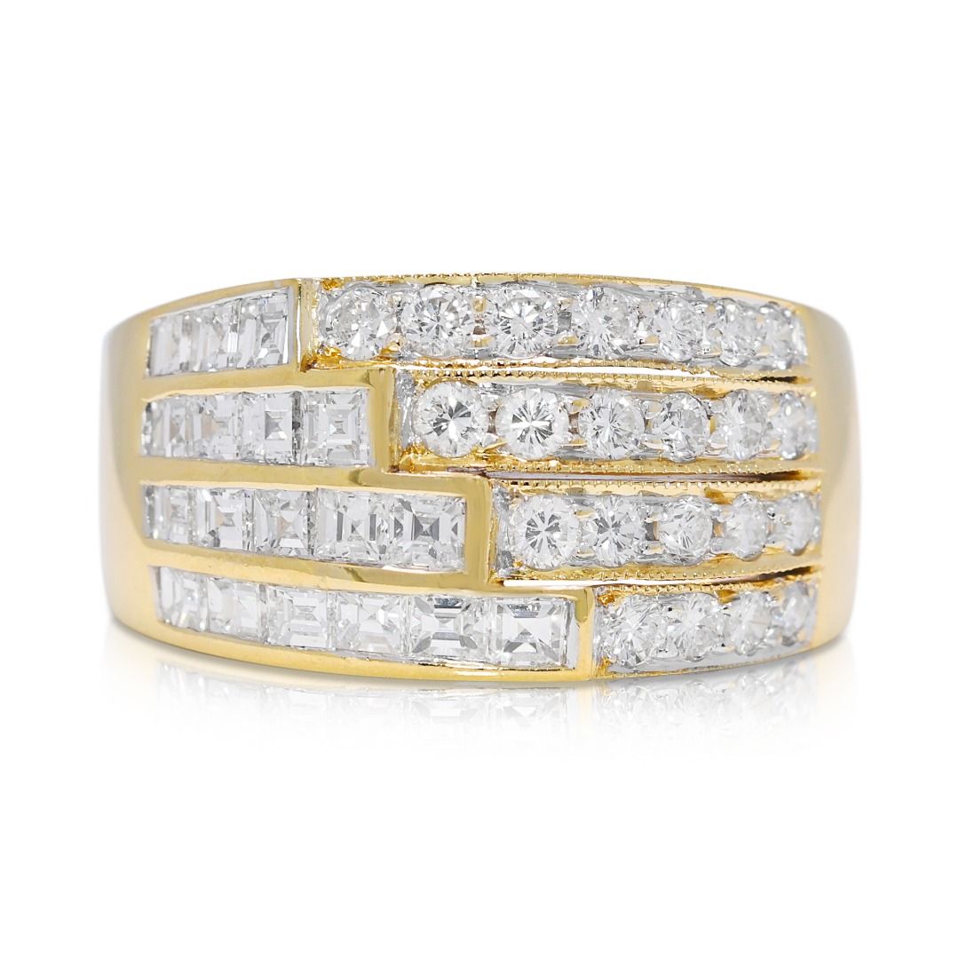 Luxurious 1.98ct Natural Diamond Multi-Row Ring by Larry Jewellery in 18K Yellow Gold