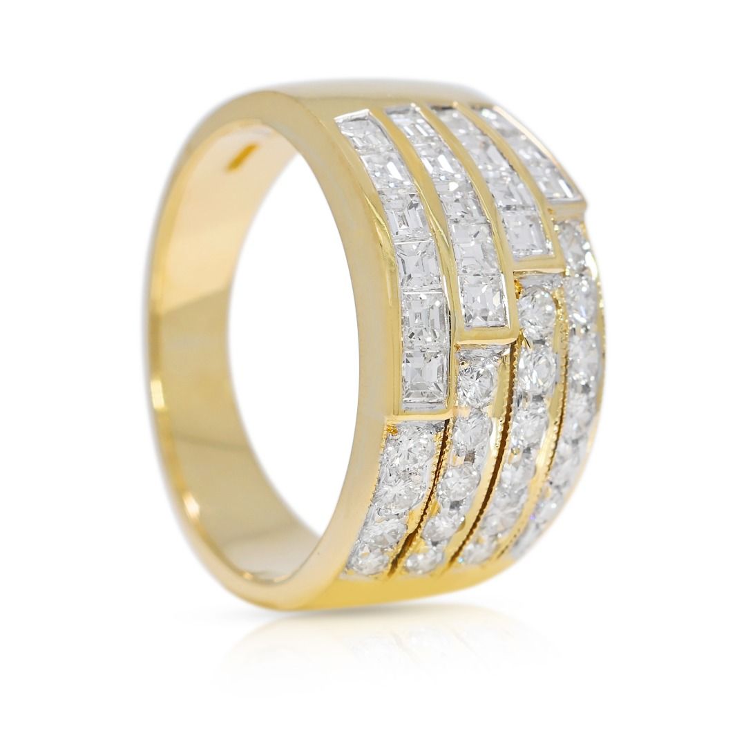 Luxurious 1.98ct Natural Diamond Multi-Row Ring by Larry Jewellery in 18K Yellow Gold