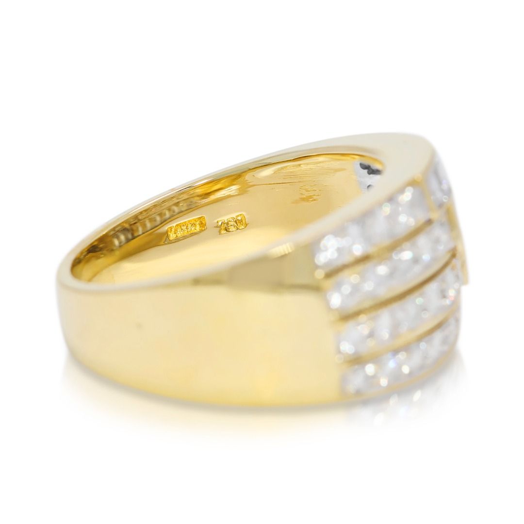 Luxurious 1.98ct Natural Diamond Multi-Row Ring by Larry Jewellery in 18K Yellow Gold