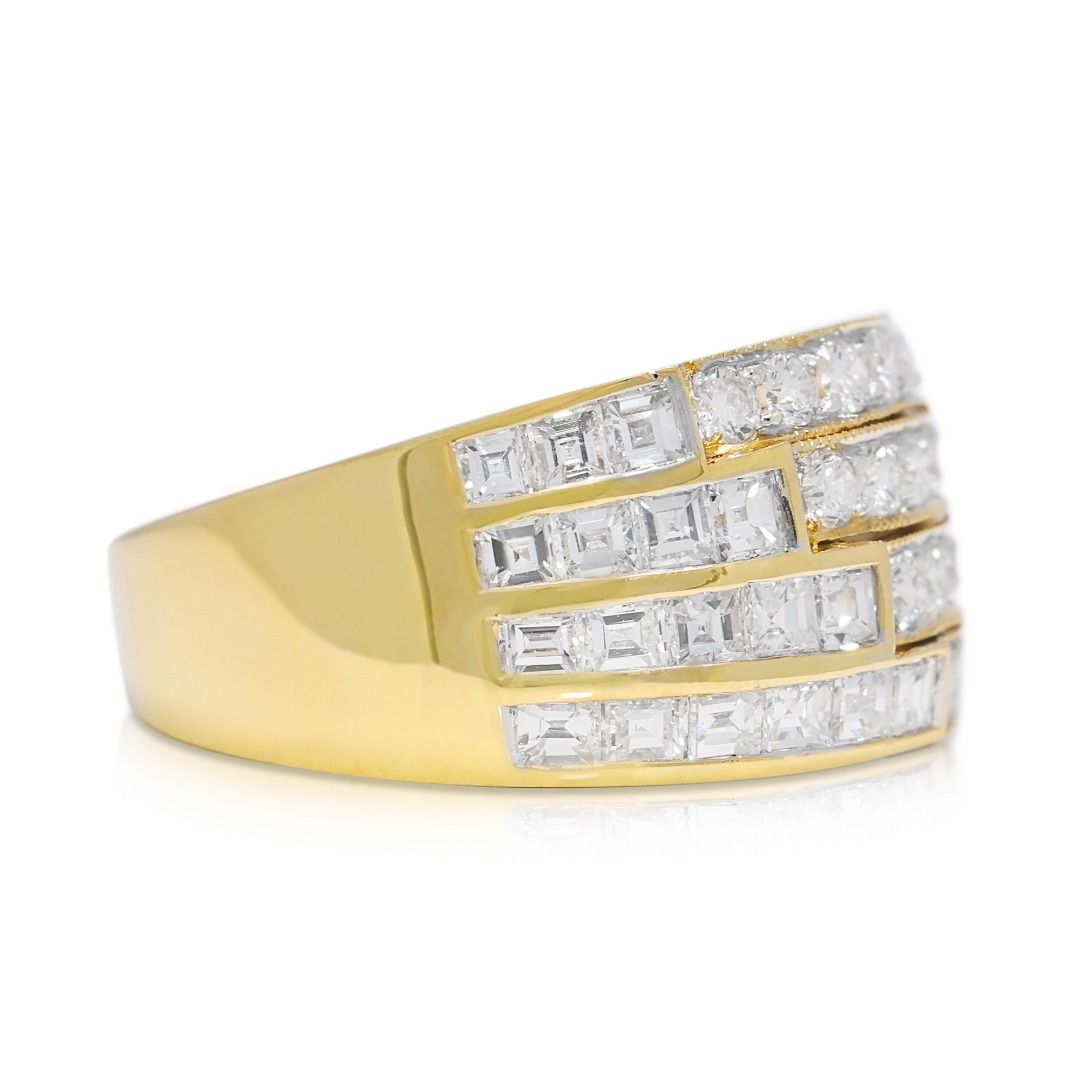 Luxurious 1.98ct Natural Diamond Multi-Row Ring by Larry Jewellery in 18K Yellow Gold