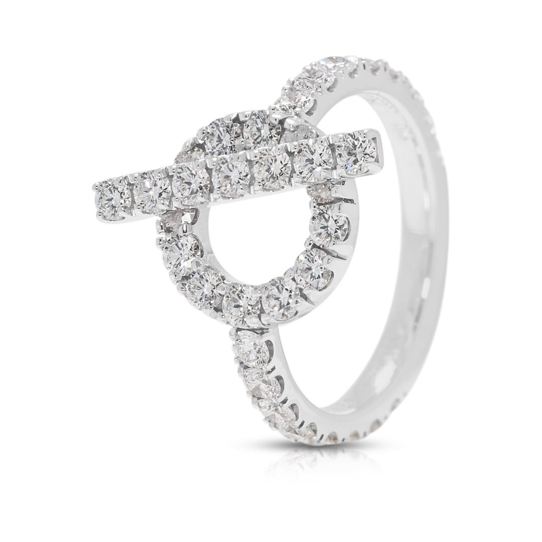 Luxurious Hermes Finesse Ring with 1.05ct Diamonds in 18k White Gold