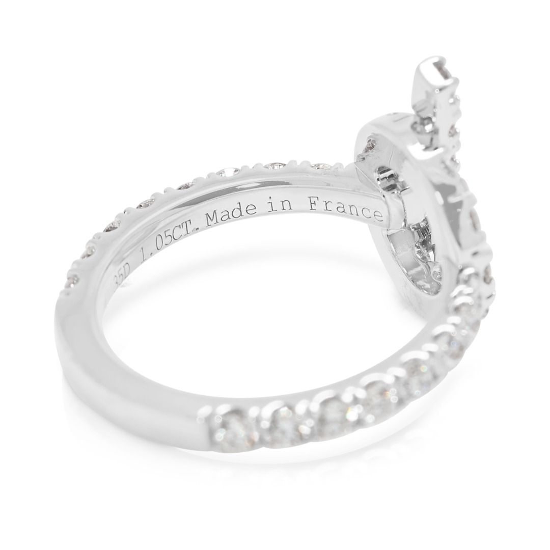 Luxurious Hermes Finesse Ring with 1.05ct Diamonds in 18k White Gold