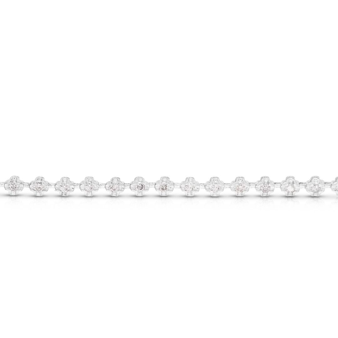 Magnificent 0.48ct Natural Diamond Floral Cluster Link Bracelet in 18K White Gold