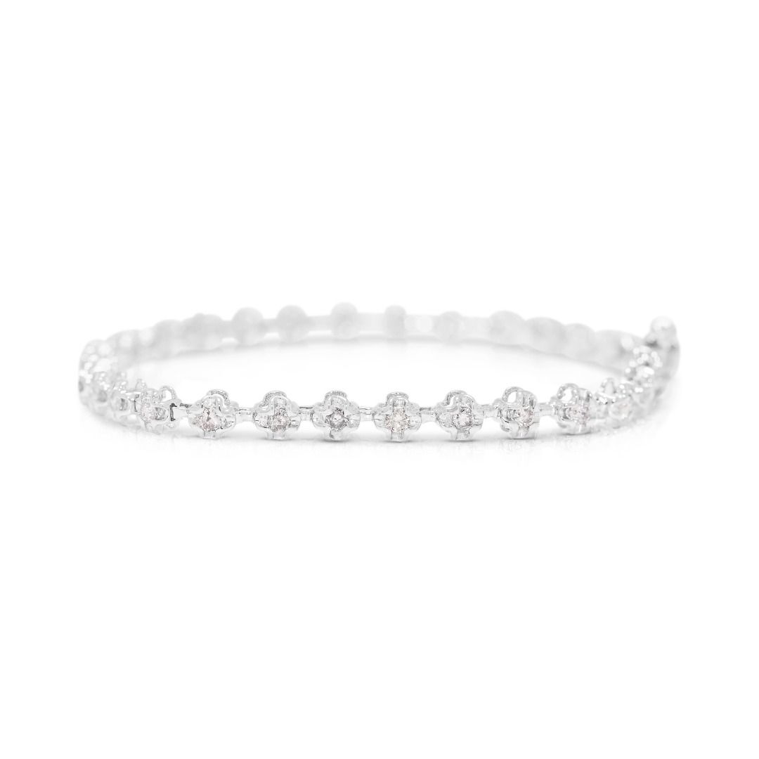 Magnificent 0.48ct Natural Diamond Floral Cluster Link Bracelet in 18K White Gold