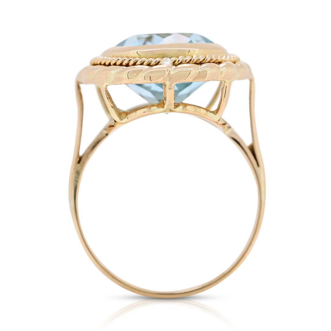 Magnificent 10.2ct Blue Topaz Dome Ring in 18K Yellow Gold