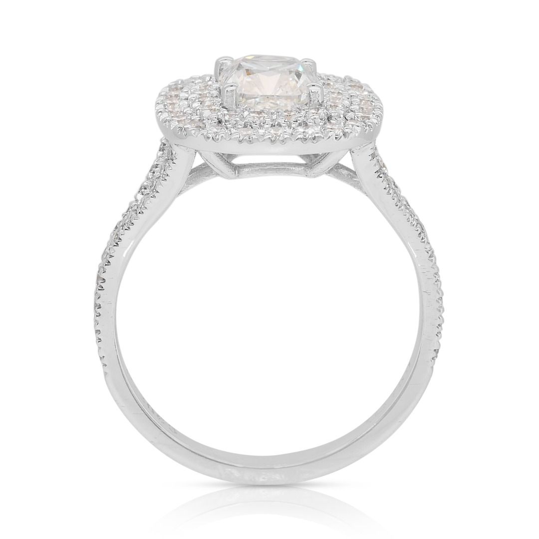 Magnificent 2.03ct Diamonds Double Halo Ring in 18k White Gold - IGI Certified