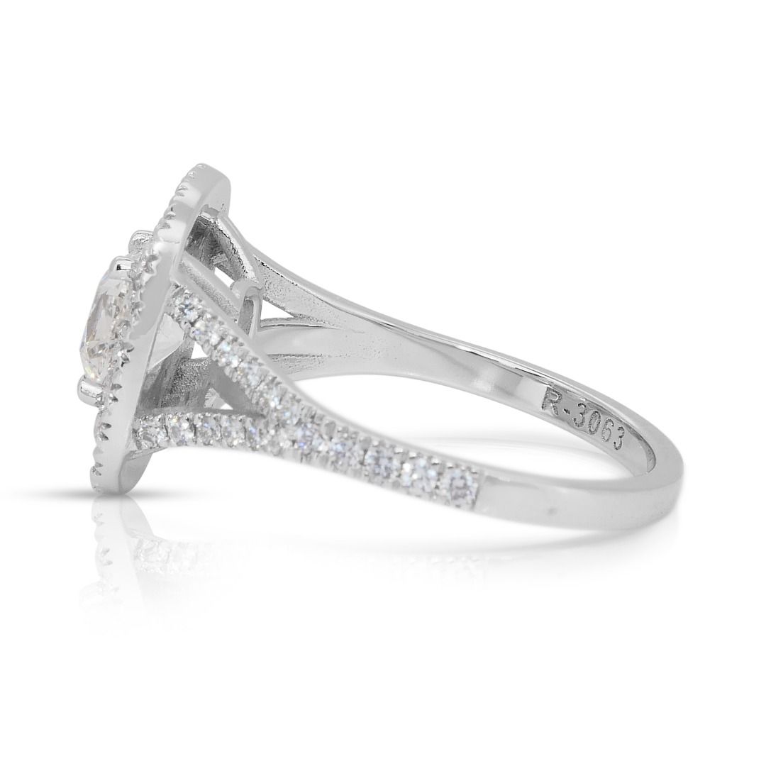 Magnificent 2.03ct Diamonds Double Halo Ring in 18k White Gold - IGI Certified