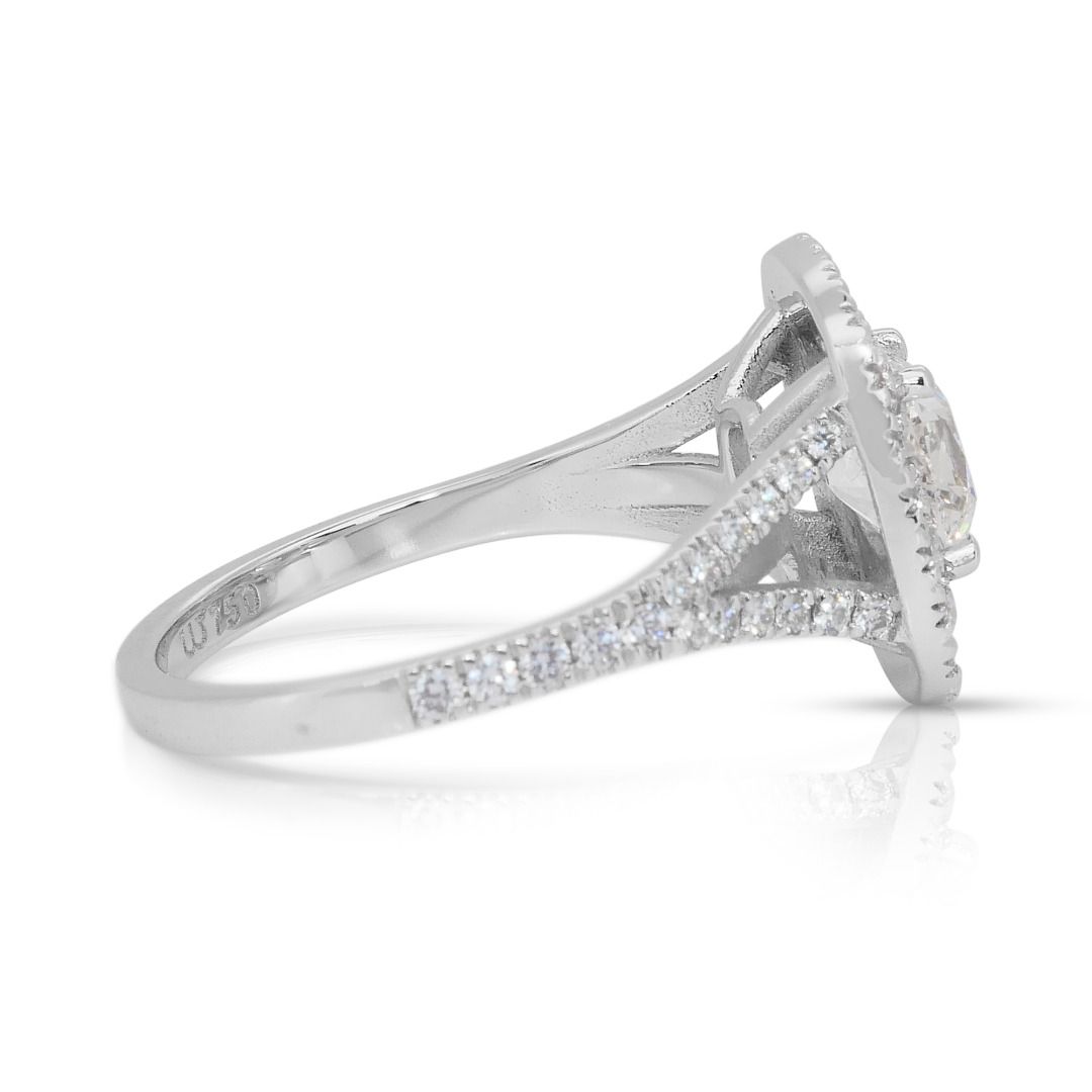 Magnificent 2.03ct Diamonds Double Halo Ring in 18k White Gold - IGI Certified