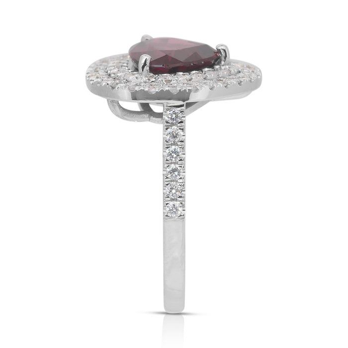 Magnificent 3.46ct Spinel and Diamonds Double Halo Cocktail Ring in 14k White Gold - GIA Certified