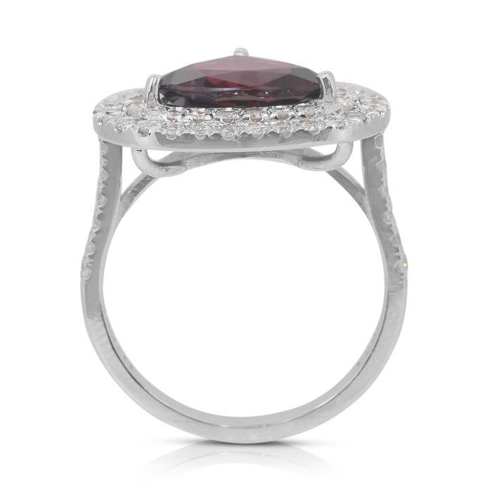 Magnificent 3.46ct Spinel and Diamonds Double Halo Cocktail Ring in 14k White Gold - GIA Certified