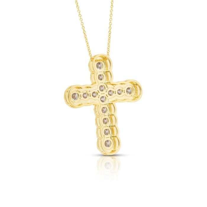 Magnificent 4.16ct Diamonds Necklace with Cross Pendant in 18k Yellow Gold - IGI Certified