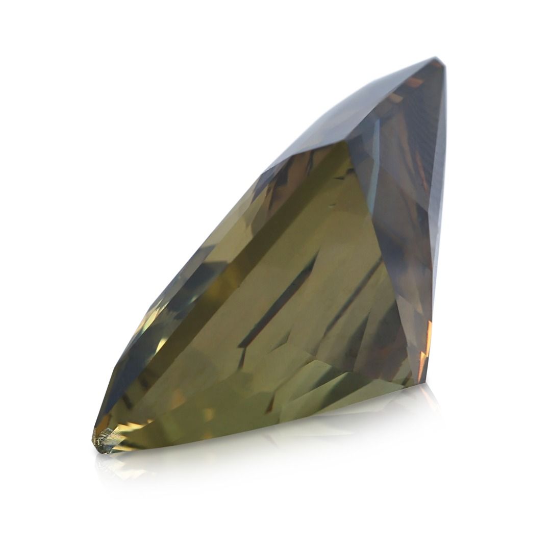 Majestic 17.9ct Yellow-Green Chrysoberyl Emerald-Cut Loose Gemstone