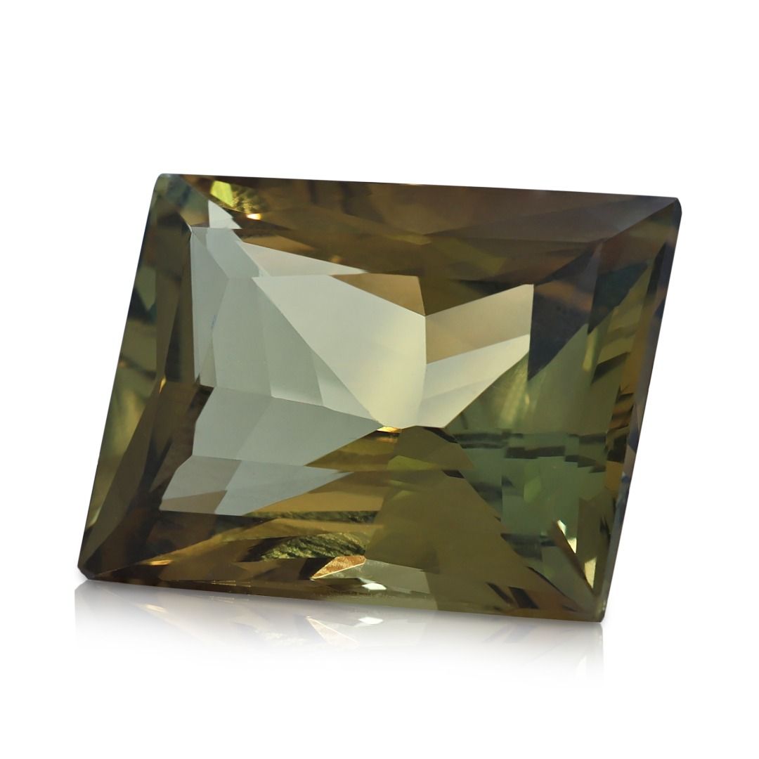 Majestic 17.9ct Yellow-Green Chrysoberyl Emerald-Cut Loose Gemstone