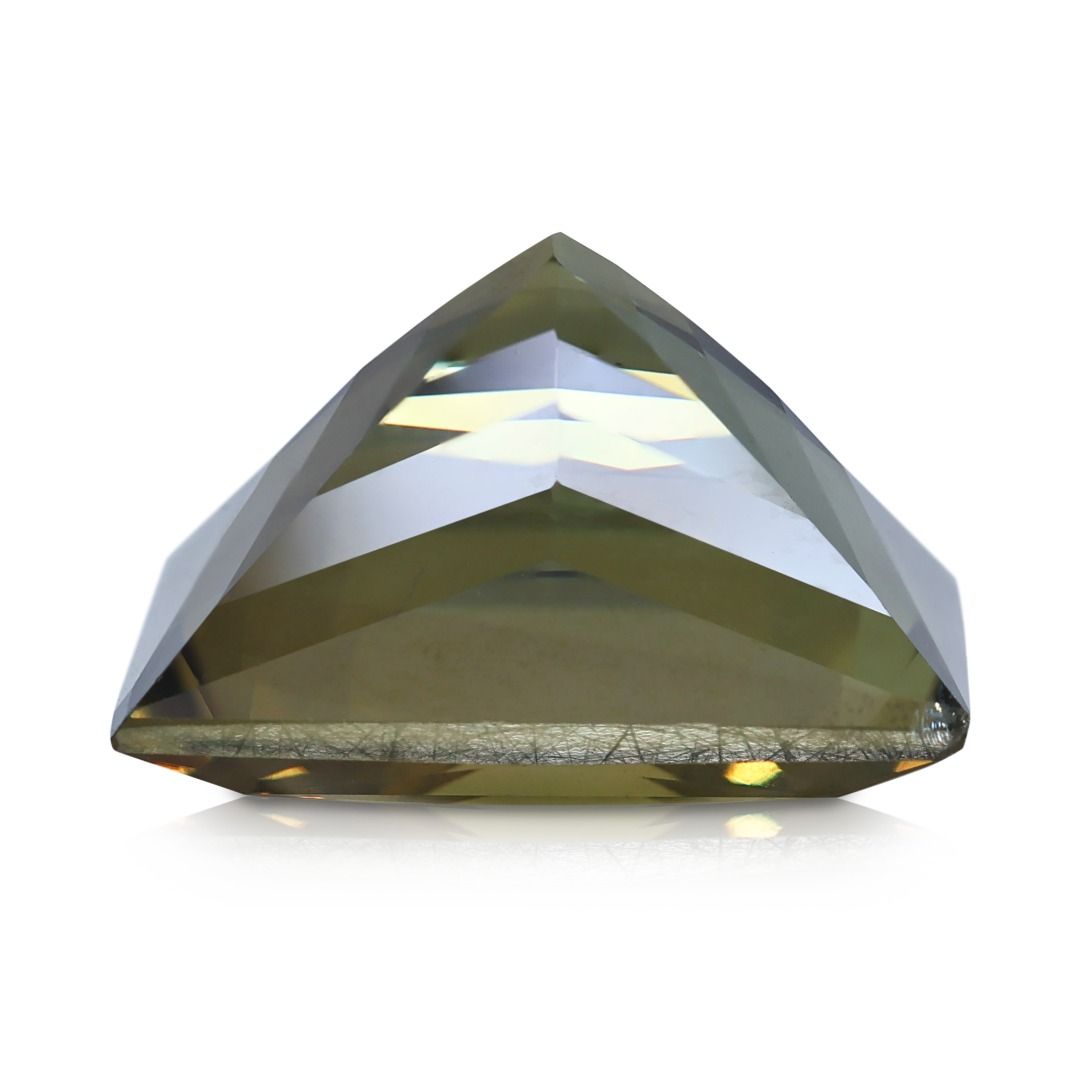 Majestic 17.9ct Yellow-Green Chrysoberyl Emerald-Cut Loose Gemstone