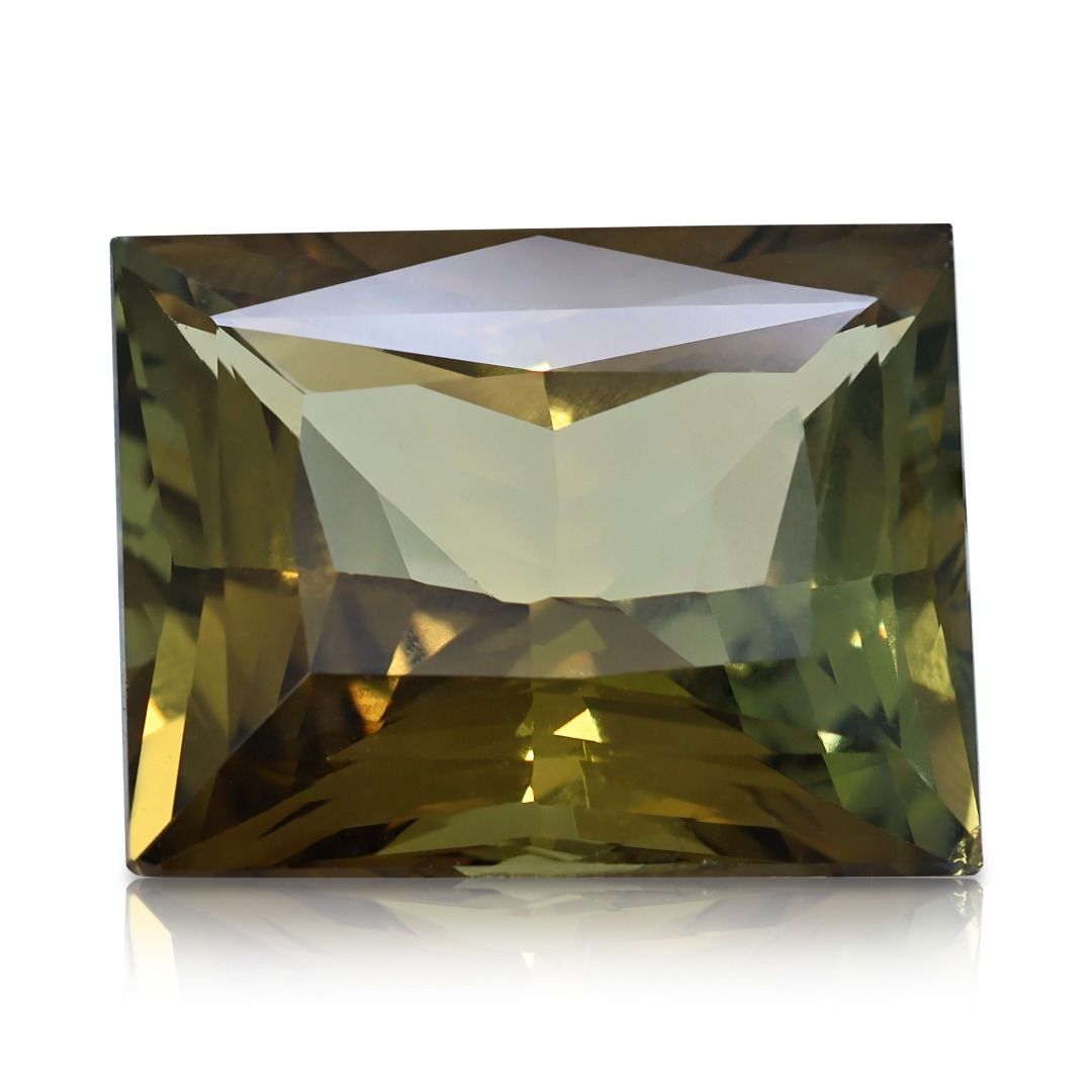 Majestic 17.9ct Yellow-Green Chrysoberyl Emerald-Cut Loose Gemstone