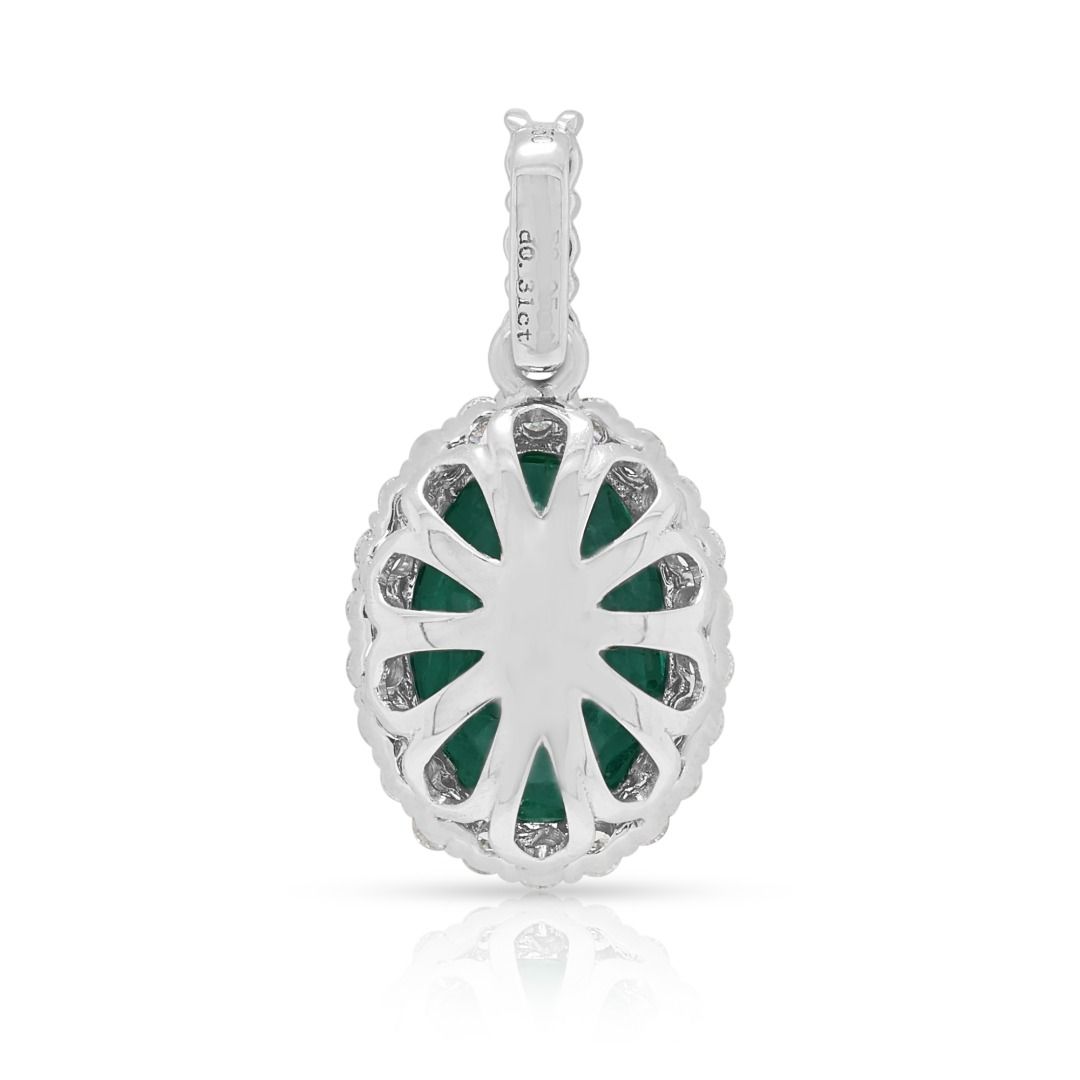 Majestic 2.36ct Emerald & Diamond Pendant in 18K White Gold (New) – CGRL Certified