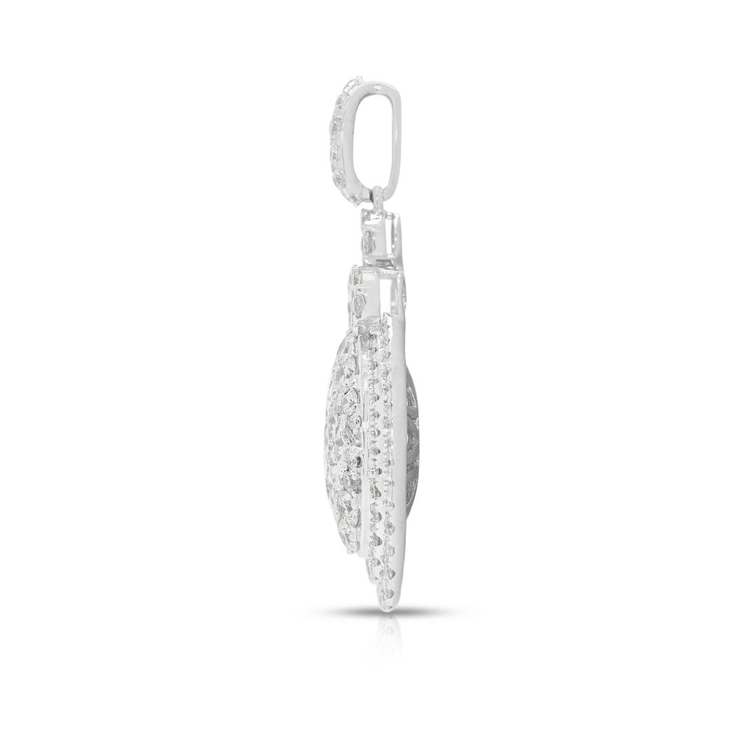 Majestic 4.05ct Natural Diamond Princess and Round Brilliant Statement Pendant in 18K White Gold