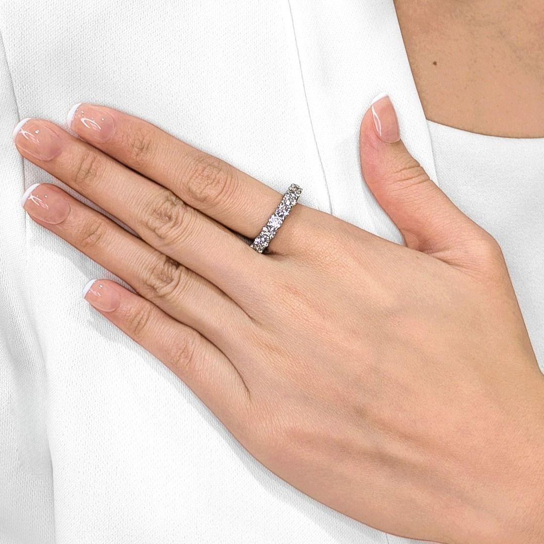 Majestic 5.36ct Natural Diamond Full Eternity 18k White Gold Ring (New-unworn)