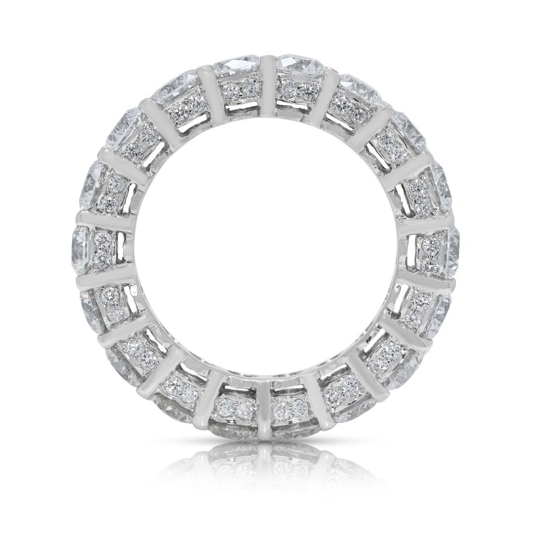 Majestic 5.36ct Natural Diamond Full Eternity 18k White Gold Ring (New-unworn)