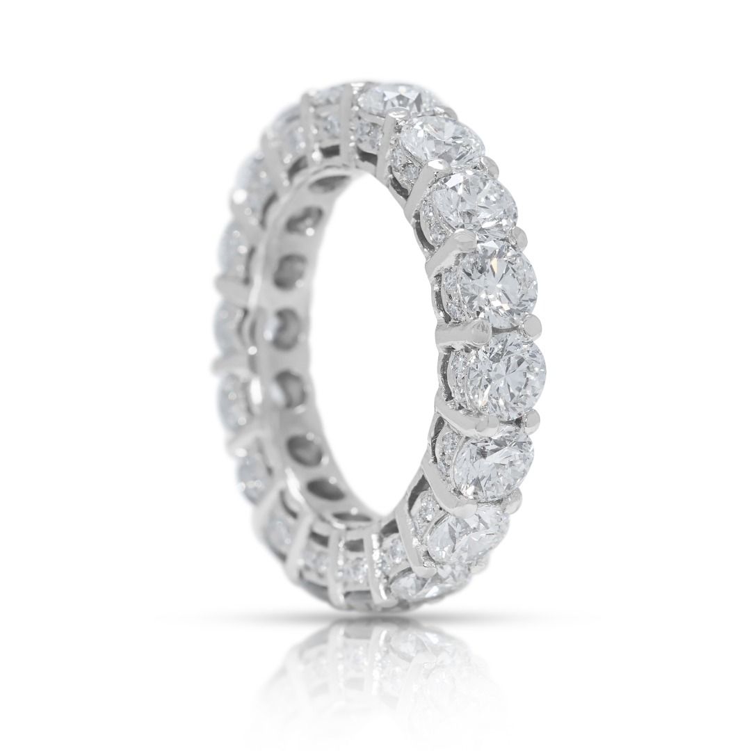 Majestic 5.36ct Natural Diamond Full Eternity 18k White Gold Ring (New-unworn)