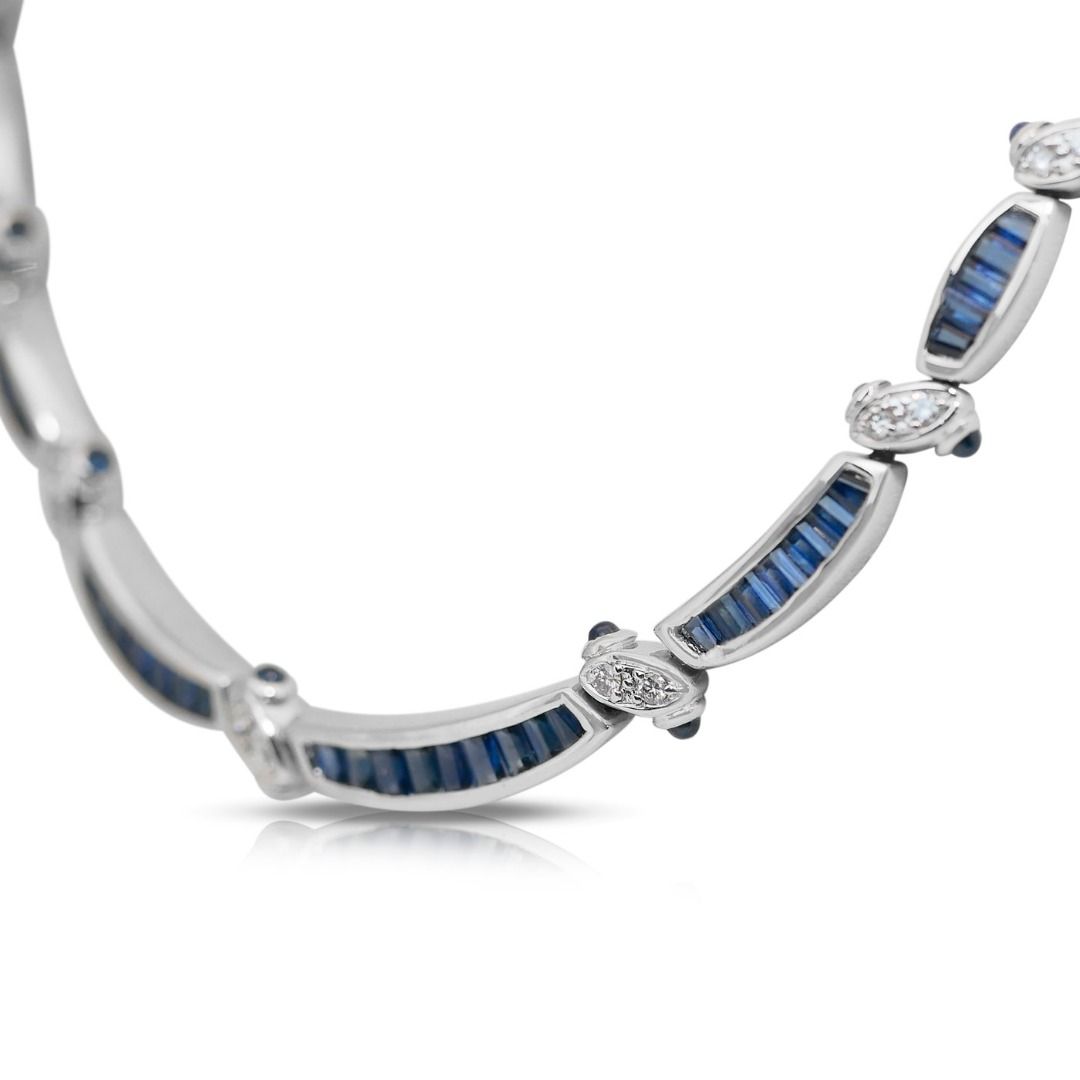 Mesmerizing 6 carat and 71 points Sapphires and Natural Diamond Necklace in 18k White Gold - IGI Certified