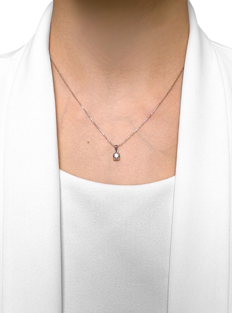 Mnimalist 0.16ct Diamond Pendant in 18K White Gold by SOO KEE