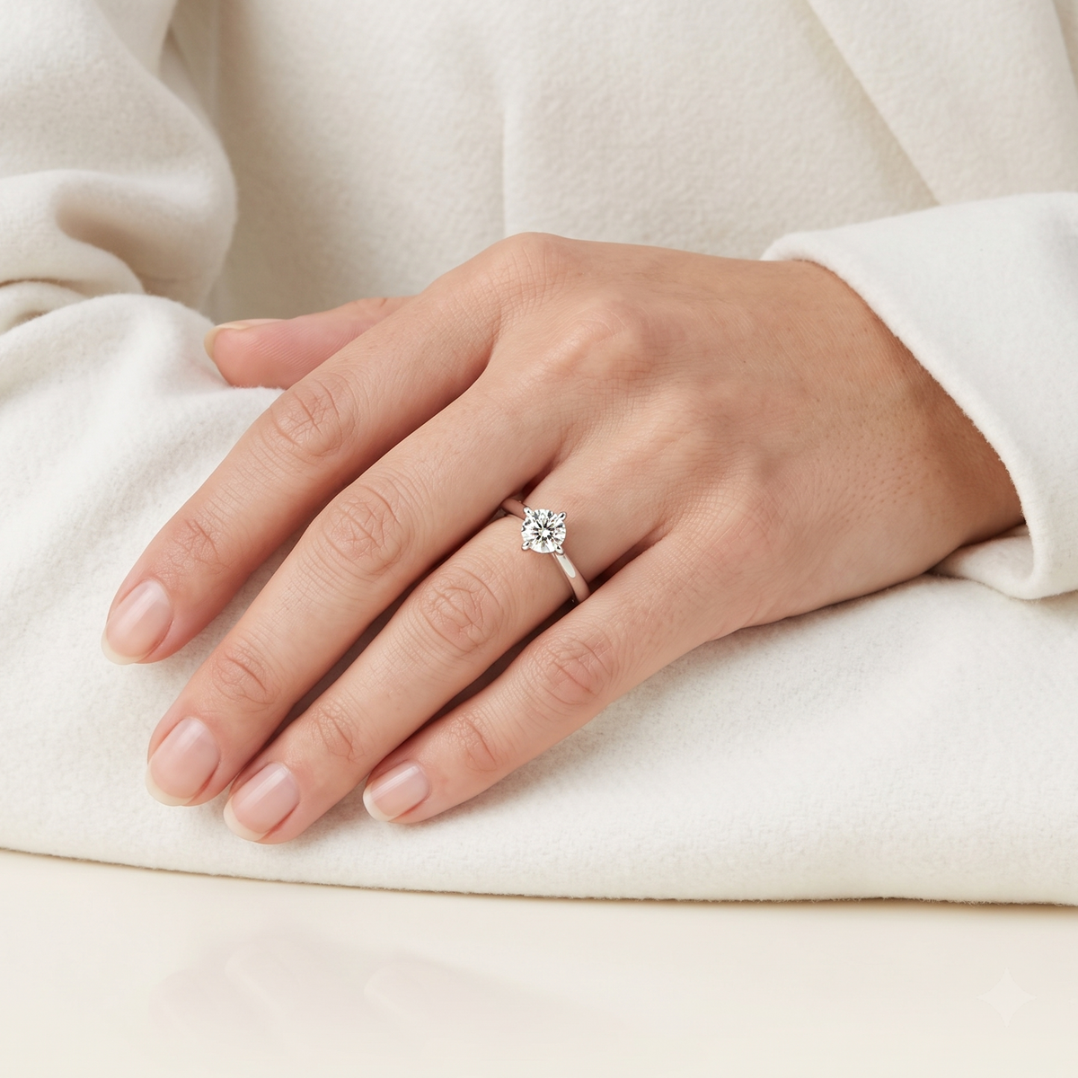 Elegant Mayson Jewellery 0.61ct Natural Diamond Cathedral Solitaire Ring in 18K White Gold with SIG Certificate