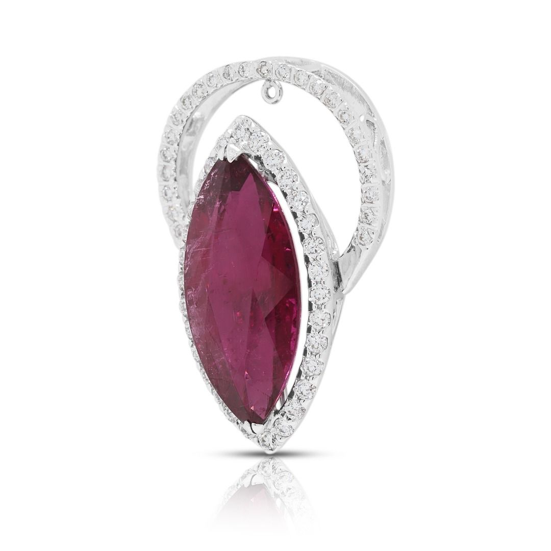 Multi-Way 12.01ct Rubellite & Diamond Ring/Pendant in 18K White Gold