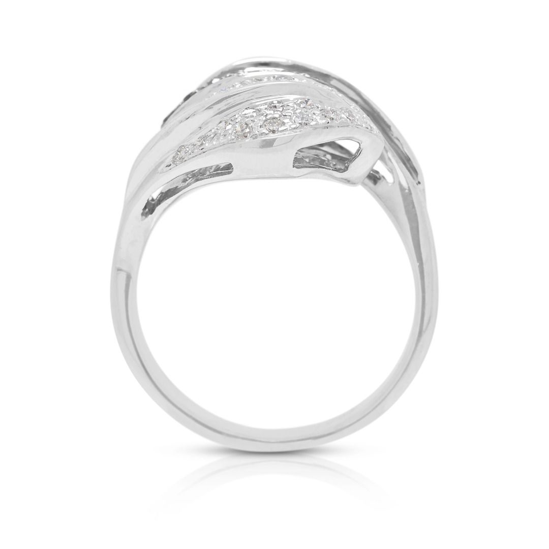 Noir 0.80ct Natural Black and White Diamond Leaf Bypass Ring in 18K White Gold