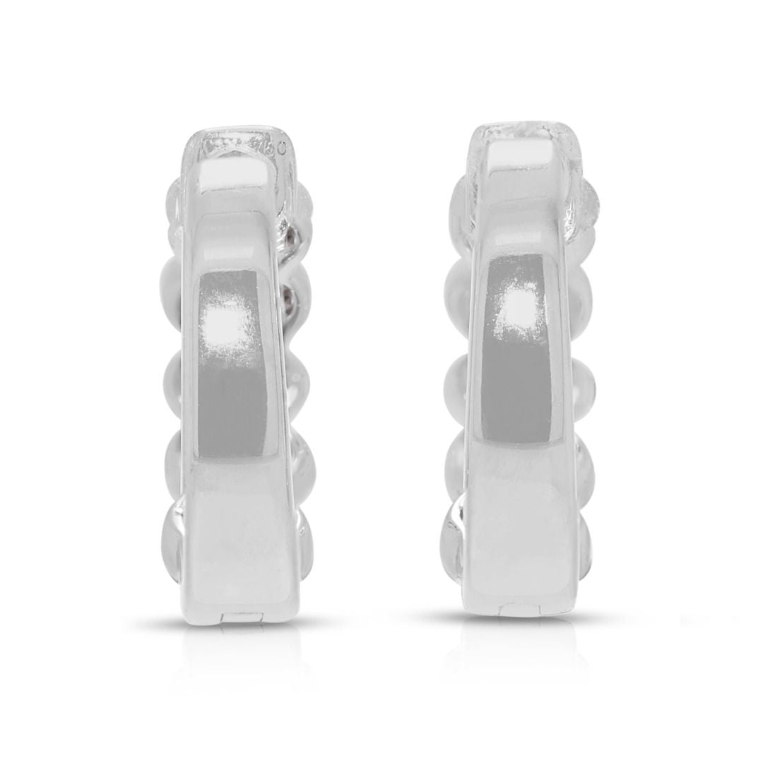 Opulent 0.40ct Natural Diamond Double-Row Hinged Hoop Earrings in 18k White Gold (New and Unworn)