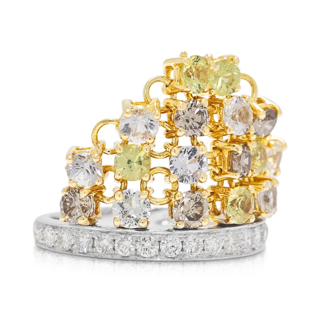 Opulent 1.03ct Sapphire & Diamond Channel-Set Vintage Ring in 18K Two-Toned Gold